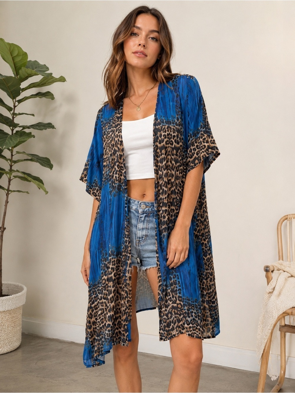 NWT la fiorentina Nordstrom Mixed Animal Print Cover-Up Topper